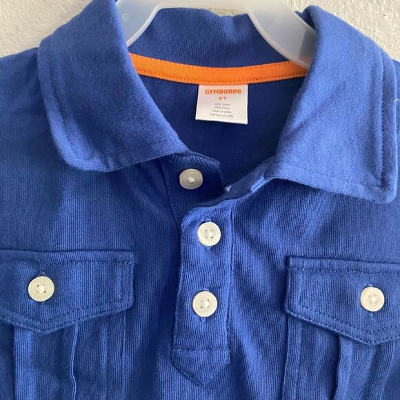 NWT Gymboree Summer Safari Toddler Boy Pilot Blue Short Sleeve Polo Shirt 5T - Picture 3 of 4